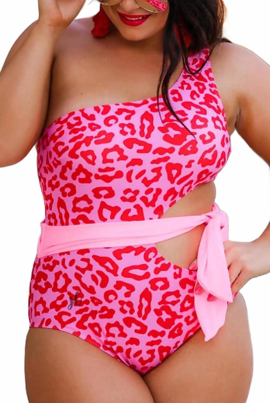 NEW JESS LEA baddest at the pool one-shoulder one piece swimsuit in pink